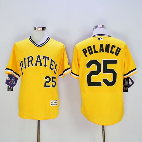Pirates #25 Gregory Polanco Gold Flexbase Authentic Collection Stitched MLB Jersey - Click Image to Close